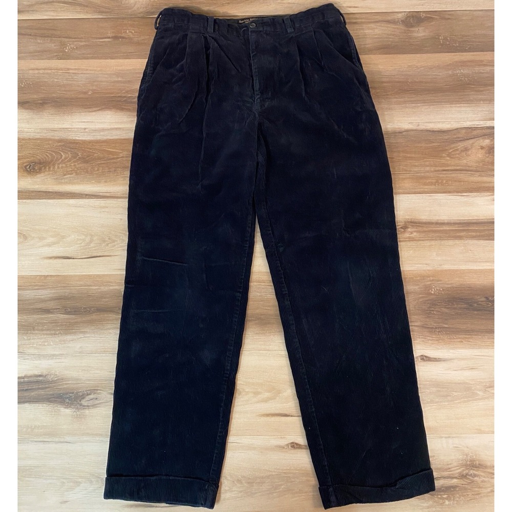Vintage Banana Republic Corduroy Pants 38L Pleated Smithfield Straight Black